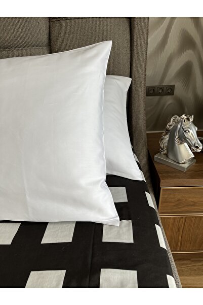 100% Cotton Satin Double Pillowcase Standard Model - White