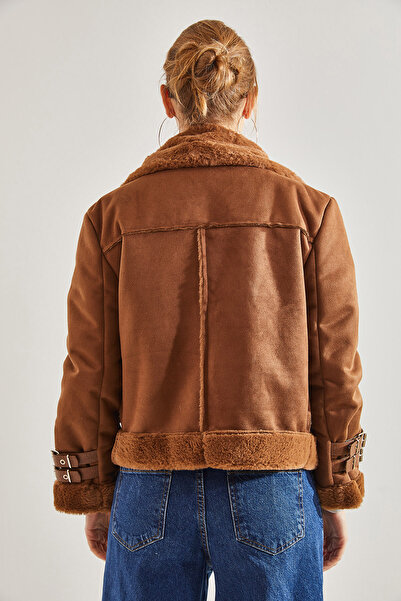 Bianco Lucci Dámský laminovaný kabát s límcem a rukávem