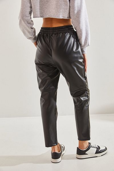 Bianco Lucci Women's Elastic Waist Leather Trousers