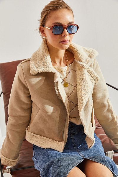 Bianco Lucci Women's Laminated Suede Coat