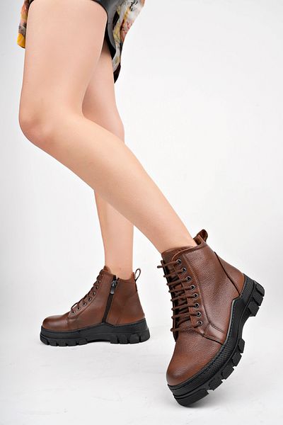 Deripabuc Genuine Leather Tan Women's Leather Boots Dp46-2611