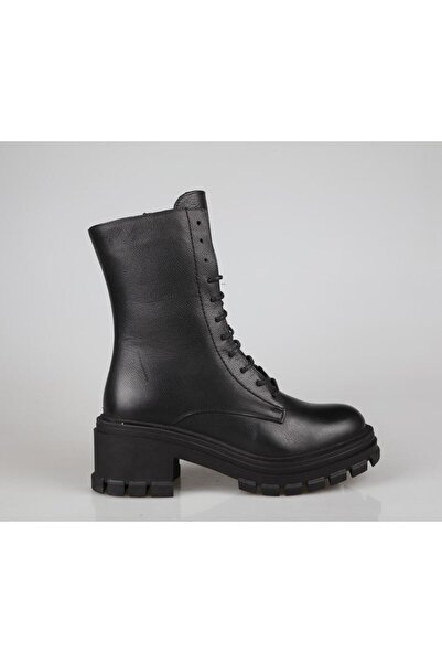 Castle Black 52671 Hakiki Deri Siyah Kadın Bot