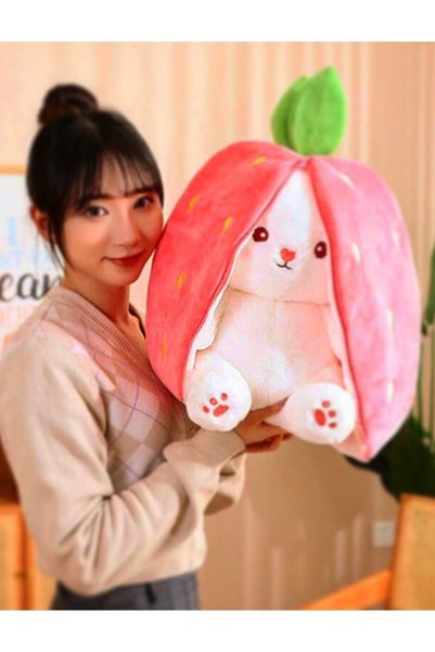 Canestar The Sweetest Strawberry Rabbit Sleep Buddy 50cm- Special Design Both Strawberry and Rabbit