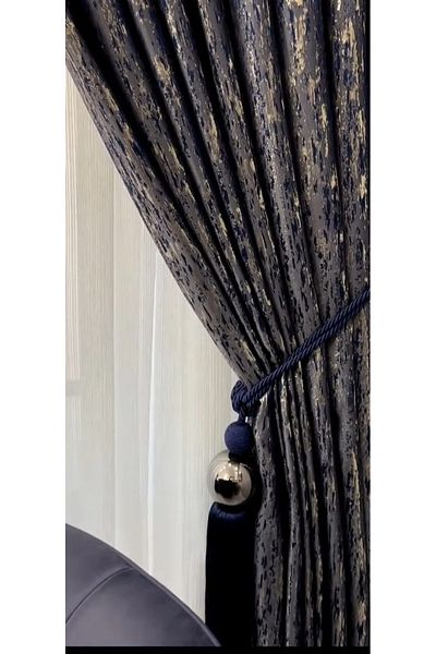 Akcan Navy Blue Color Silver Metallized Short Bracelet
