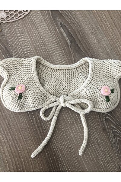 Sistaful El Örgüsü Kız Çocuk Bebek Bej Örgü Yaka