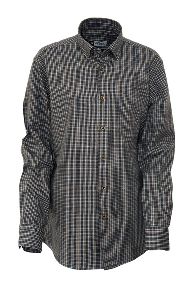 YILDIZ GÖMLEK Black Brown Cream Checked Buttoned Collar Single Pocket Classic...