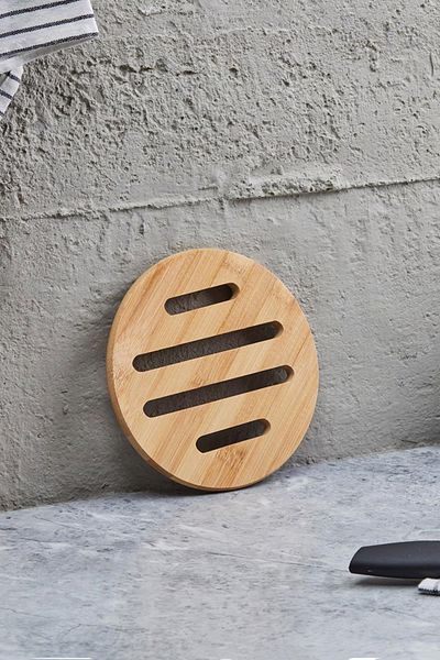 devigo Bamboo Round Trivet Teapot Coaster Pot Mat 17x17 cm Coaster