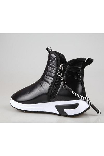 Style Star 232-254 Μαύρες λουστρίνι γυναικείες μπότες