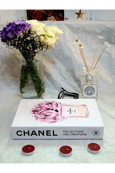 Saccura Decor Book Box, Decorative Pink Perfume Bottle Pattern Openable Book Box, Decorative Book Box