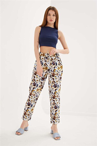 Fashion Friends Ecru Patterned Trousers