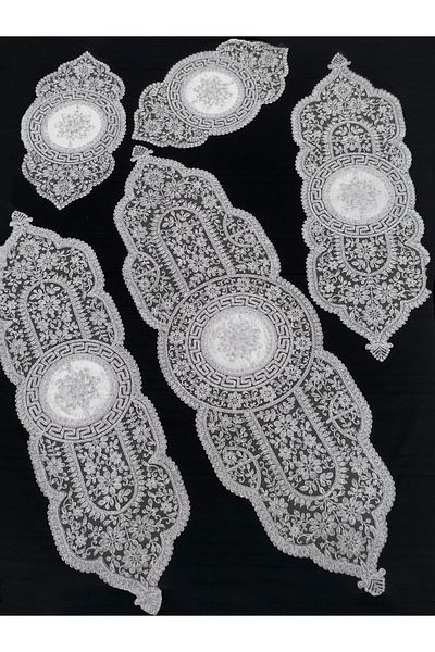 Çt Çeyizci Tekstil طقم غرفة معيشة وطاولة قهوة مكون من 5 قطع تصميم لامع خاص 5 قطع - رمادي
