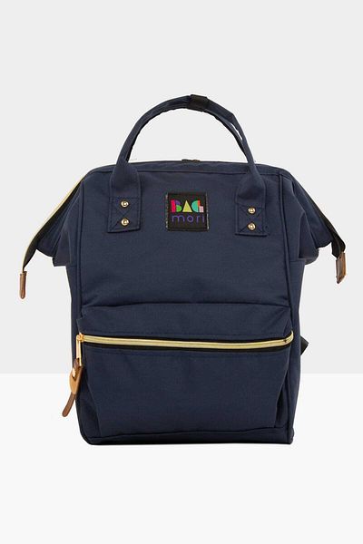 Bagmori Navy Blue Unisex Metal Brim Backpack