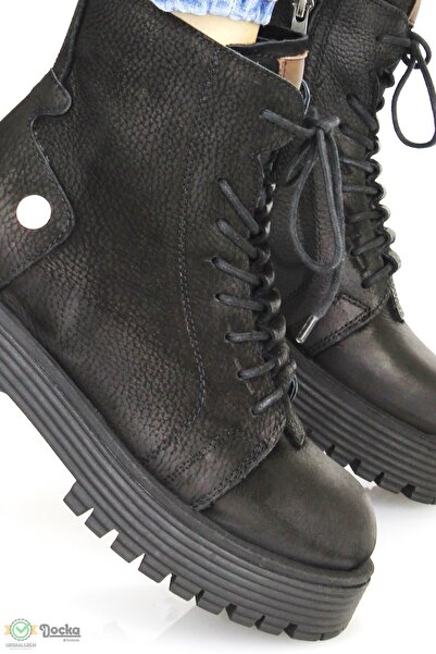 Mammamia Kadın Spor Tarz Hakiki Deri Ortopedik Kalın Taban Bot