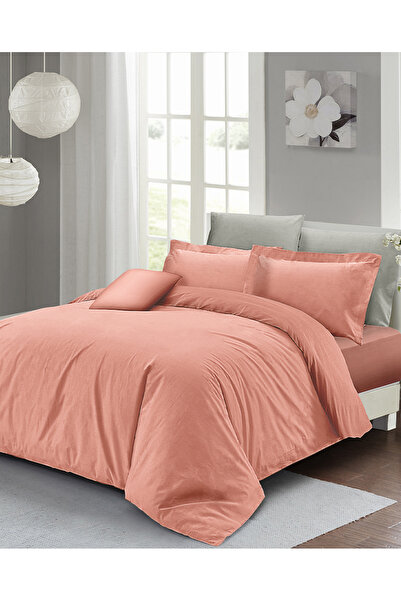 MonoHome Set cuvertură de pilota dublă cu cearșaf de cauciuc Somon Lux Cotton...