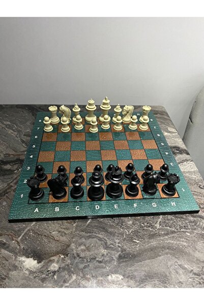 BAKTUĞ Yeşil & Kahverengi 40X40 Büyük Boy Satranç Seti
