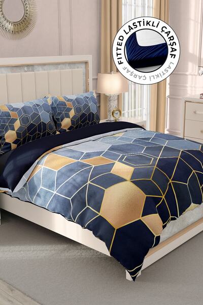 MonoHome Set cuvertură de pilota dublă din satin 100% bumbac cu cearșafuri Ar...