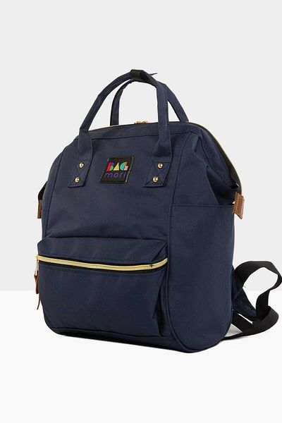 Bagmori Navy Blue Unisex Metal Brim Backpack