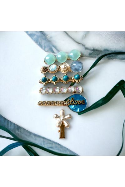 alsaccessories Set de catarame cu 6 bucăți de culoare albastră