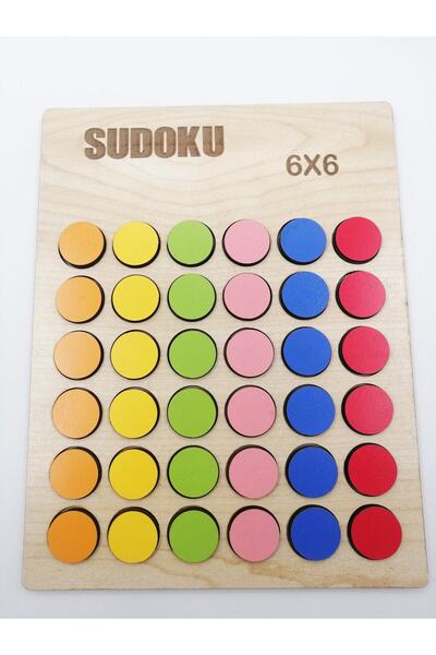 İCONS سودوكو خشبي ملون 6x6، مستوى متوسط، لعبة ذكاء تعليمية وممتعة