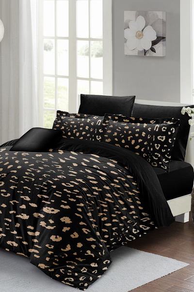 MonoHome Set cuvertură de pilota dublă din satin 100% bumbac cu imprimeu animal