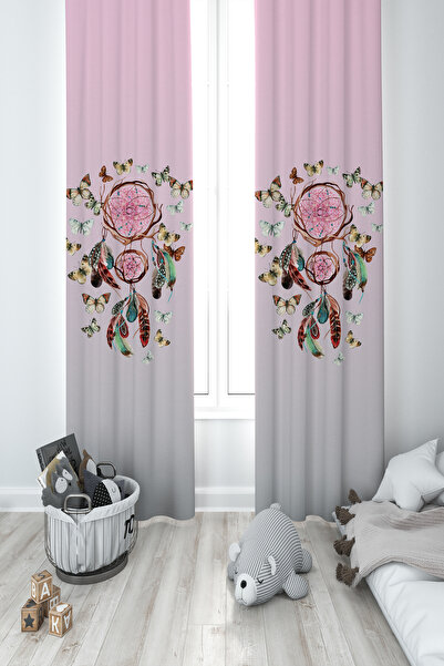 MASAL ODAM ستارة خلفية لغرفة الأطفال والرضع بنمط الفراشة باللون الوردي