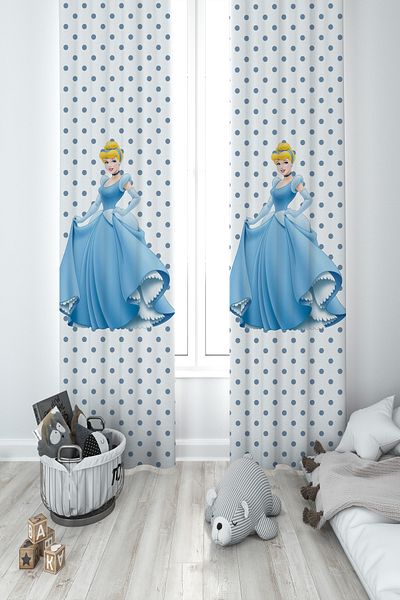 MASAL ODAM BABY AND KIDS ROOM Polka Dot Princess Girl Patterned 2 Wings Background Curtain