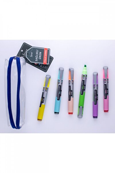 Serve Liquid Pastel Fosforlu Kalem 6 Renk Pp Kalemlik Hediyeli Set