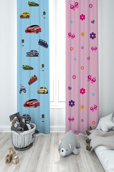 MASAL ODAM BABY AND KIDS ROOM Girl Boy Hopscotch Patterned Game 2 Wings Background Curtain