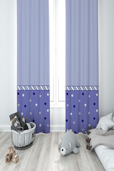 MASAL ODAM BABY AND KIDS ROOM Star and Rope Patterned 2 Wing Background Curtain