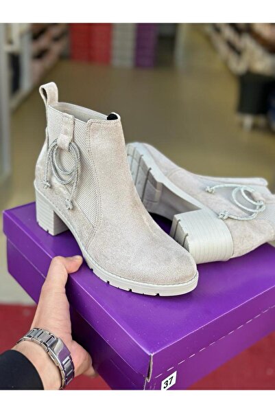 mikay SÜET KALIN TOPUKLU TAŞ DETAYLI HAFİF RAHAT SOĞUK GEÇİRMEZ YANLARDAN ESN...