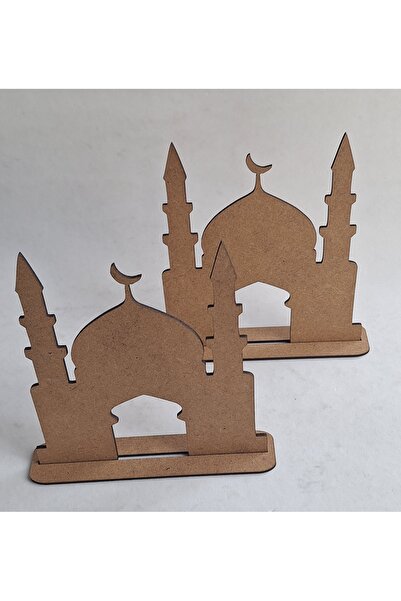 Ebrulisler 2 قطعة نموذج مسجد طلاء خشبي نشاط ديني مجموعة نشاط المدرسة