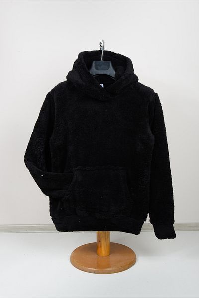 KİDSPİTİRCİK Hanorac UNISEX COPII NEGRU WELSOFT DE PLUȘ CU GLUGĂ