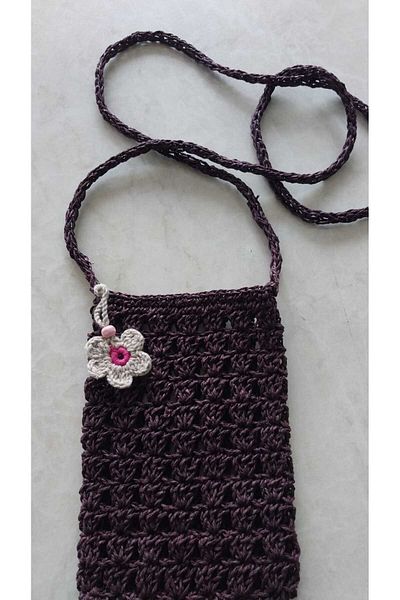 Papatyam Mesh Phone Bag Knitted Small Bag Handmade Crossbody Bag Wallet Straw Floral Bag/Handcrafted Bag