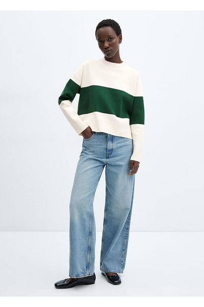 MANGO Woman Übergroßer gestreifter Pullover