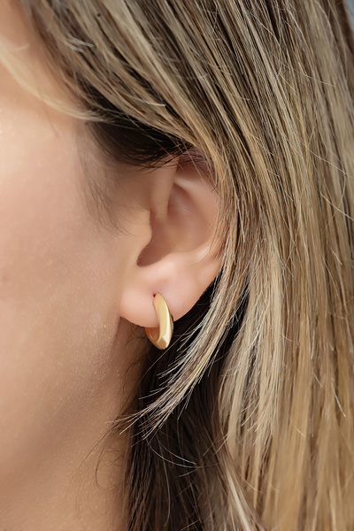 Nereze 925 Ayar Gümüş Gold Kaplama 15 mm Halka Şarnel Küpe