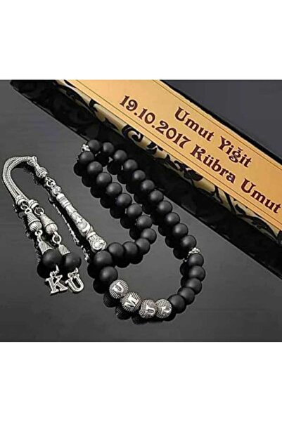 Dogalkristal MAT ONIKS TAŞİ TESBIH ÖZEL ISIMLI TASARIM HARFLI KUTULU BELGELI