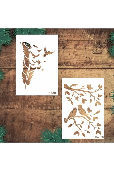 STENCİLTASARIM Stencil Tasarım 15x20cm ikili stencil No:6 - Dekoratif Duvar V...