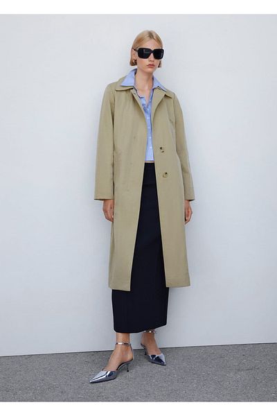 MANGO Woman Καμπαρντίνα με φιόγκο που ρέει