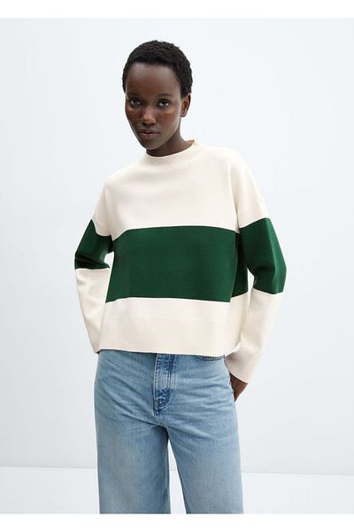 MANGO Woman Übergroßer gestreifter Pullover