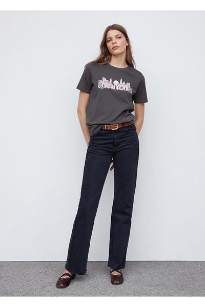 MANGO Woman Βαμβακερό μπλουζάκι με σχέδια