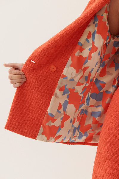 Perspective Adins Regular Fit Men's Collar Standard Length Coral Color Women's Jacket