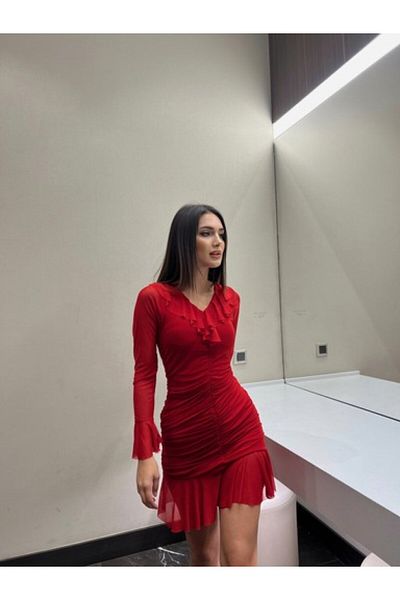 GDS BUTİK Rochie din tul cu decolteu în V