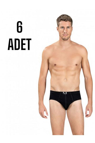 Yıldırım tekstil Silver 4014 Black Cotton Men's Slip Panties 6 Pack