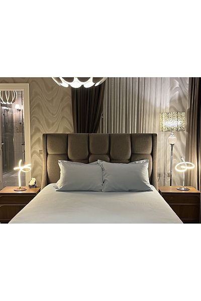 Silkarea 100% Cotton Satin Standard Double Sheet - 160x200 Cm (Sheet with Corner Elastics) - Blue