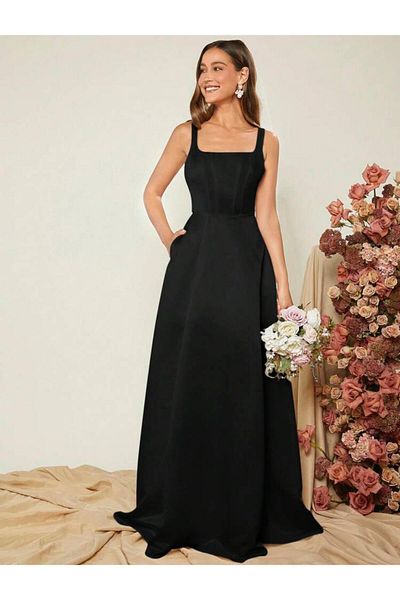 Styling Park Strappy Maxi Long Length Pocket Detailed Evening Dress