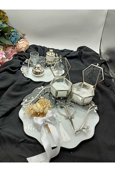 ZEKAAVM Luxury Epoxy Engagement Promise Tray Set