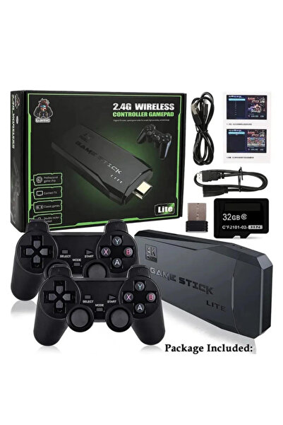 XİRA 2.4g Uyumlu Kablosuz Çift Kol Oyunlar 4k Game Stick 20.000 Oyun Retro Atari