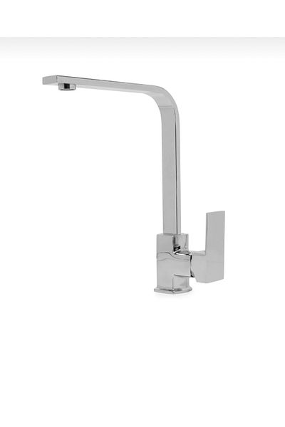 İSAOĞLU YAPI Kitchen Faucet Square Modern Sink Tap Silver Silver Kitchen Faucet