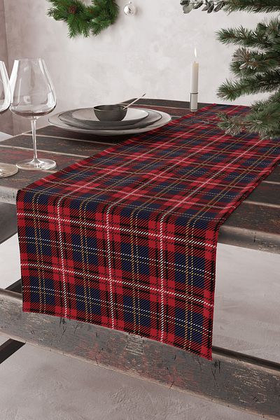 AYSHOME Ays Home Gingham Christmas Runner