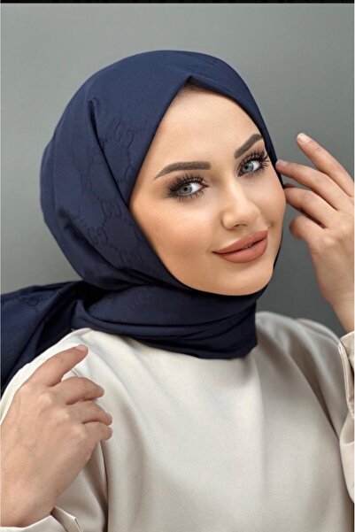 Nine G Desen Pamuk Jakar Şal Koyu Lacivert